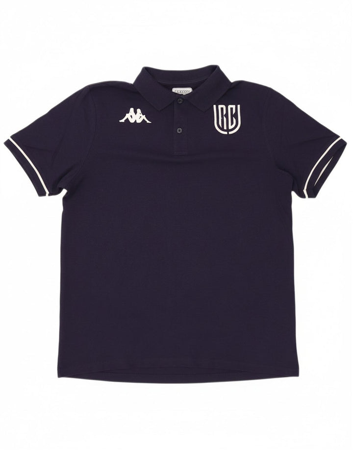 KAPPA Mens Graphic Polo Shirt Large Navy Blue Cotton