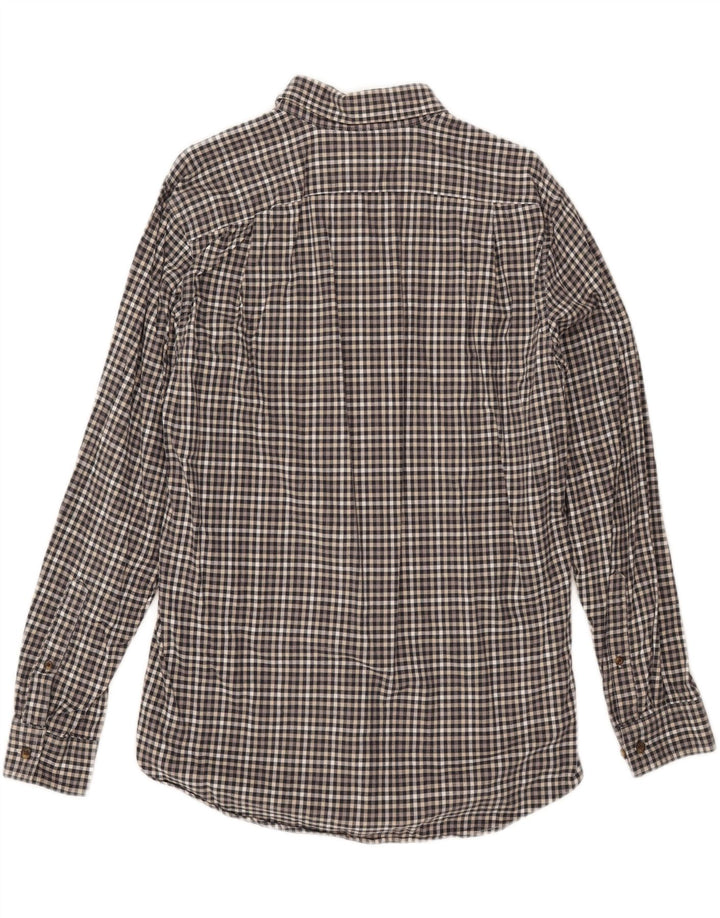 EDDIE BAUER Mens Relaxed Fit Shirt Medium Grey Gingham Cotton Vintage Eddie Bauer and Second-Hand Eddie Bauer from Messina Hembry 