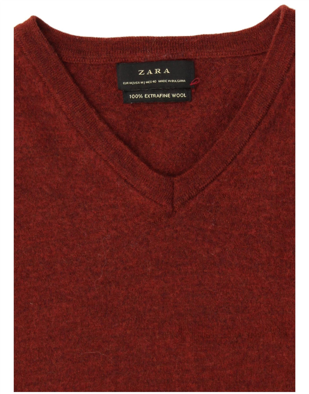 ZARA Maglione Corto da Donna con Scollo a V UK 12 Lana Marrone Medio