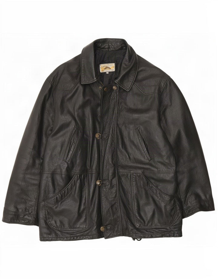 Giacca in pelle vintage da uomo UK 42 XL nera
