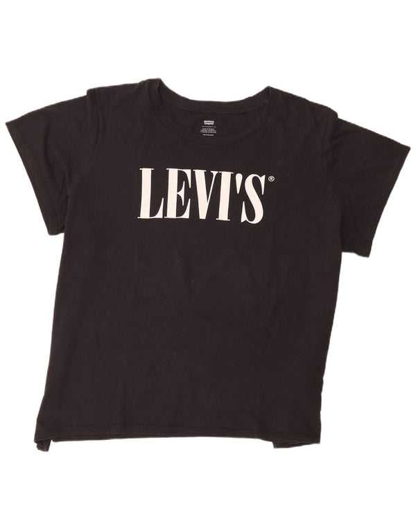 T-shirt grafica da donna Levi's Top UK 22 3XL cotone nero