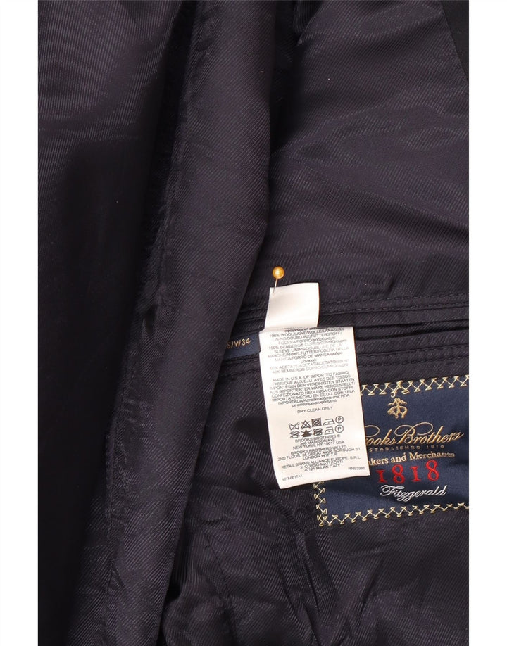 Giacca blazer da uomo a 2 bottoni Brooks Brothers UK 40 Large in lana blu navy