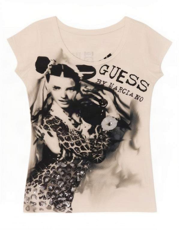 T-shirt grafica da donna Guess By Marciano UK 12 Medium White