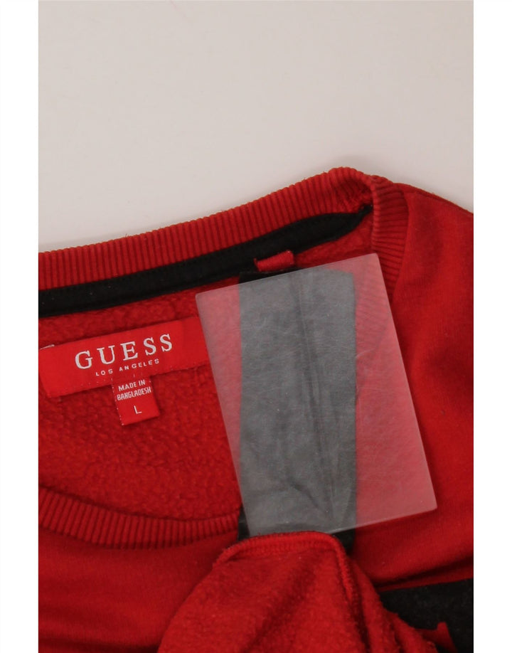 GUESS Felpa grafica da uomo Maglione grande cotone rosso