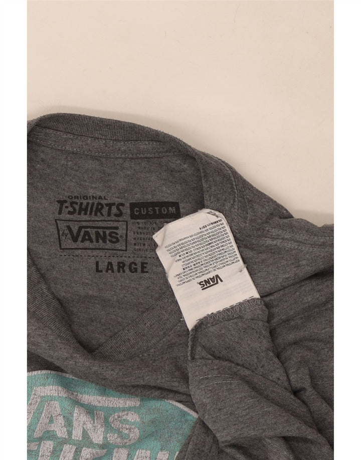 T-shirt grafica personalizzata da uomo Vans, maglietta grande, cotone grigio