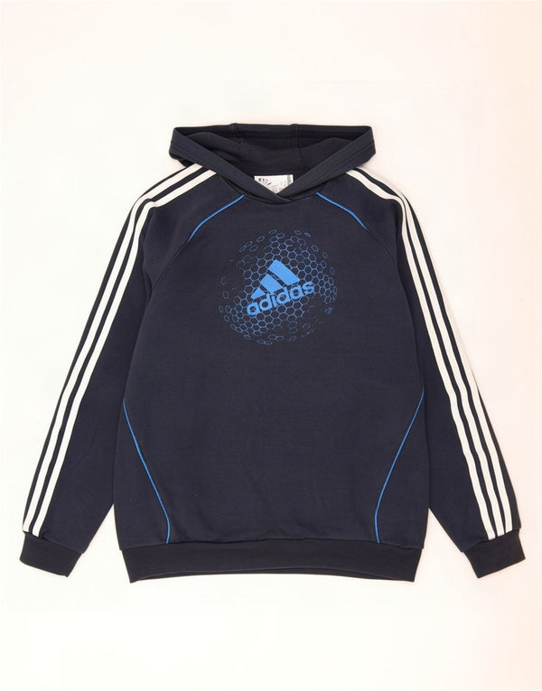 Felpa con cappuccio grafica Adidas da ragazzo 15-16 anni in cotone blu navy