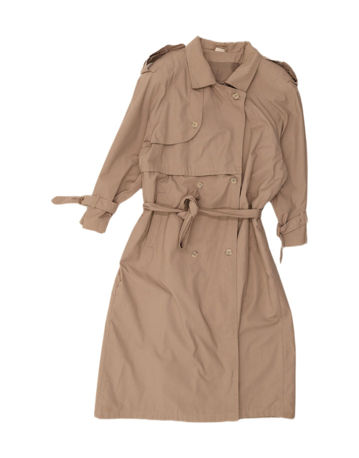 VINTAGE Womens Oversized Trench Coat EU 42 Large Grey Polyester Vintage Vintage and Second-Hand Vintage from Messina Hembry 
