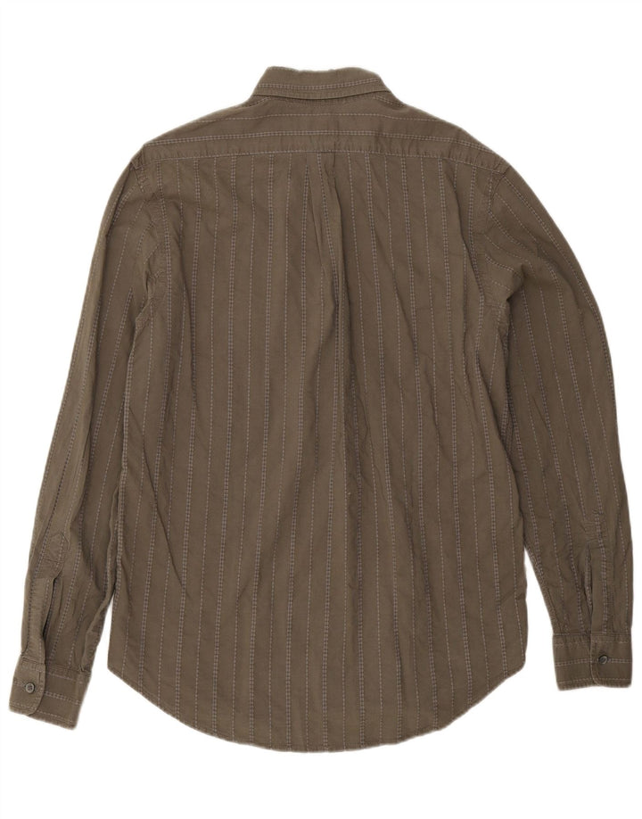 Camicia Uomo Trussardi Jeans Piccola Rigata Kaki In Cotone