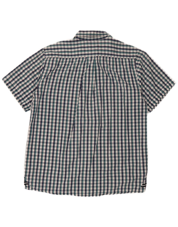 Camicia da uomo a maniche corte Sergio Tacchini grande in cotone a quadretti blu