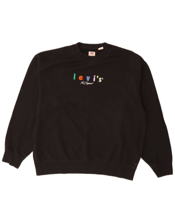 LEVI'S Felpa con grafica rilassata da uomo, grande, in cotone nero