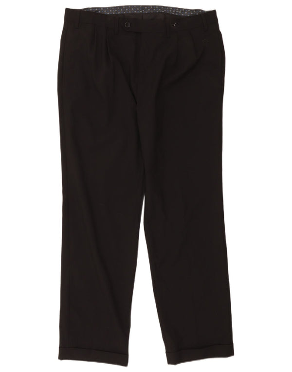Pantaloni da abito dritti da uomo Ralph Lauren W35 L30 viscosa nera
