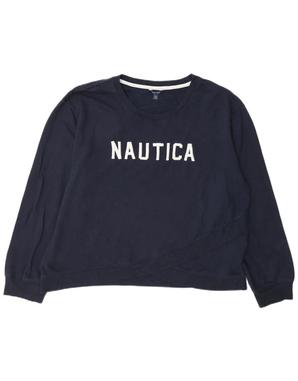 Felpa grafica da donna Nautica Jumper UK 20 2XL Cotone blu navy