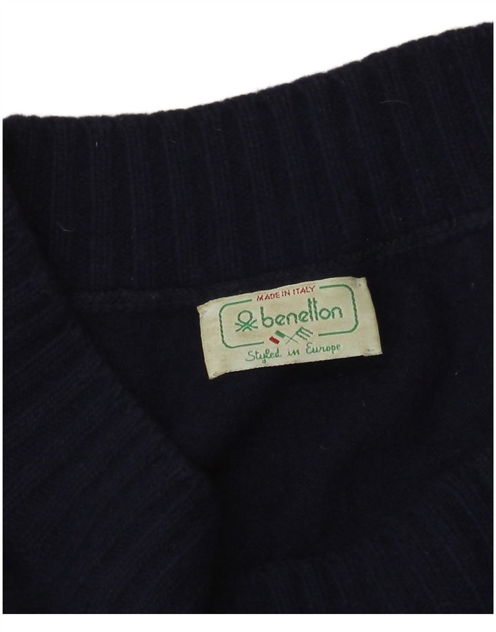 BENETTON Maglione da donna con scollo a barca UK 12 Acrilico blu navy medio