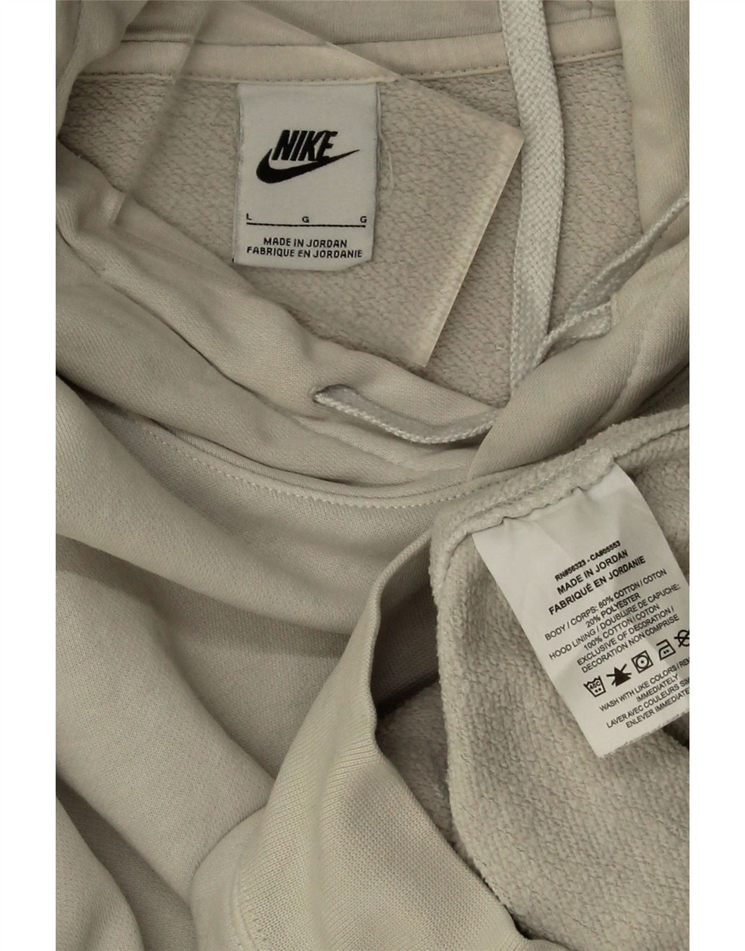 Felpa con cappuccio da uomo Nike Large in cotone bianco sporco
