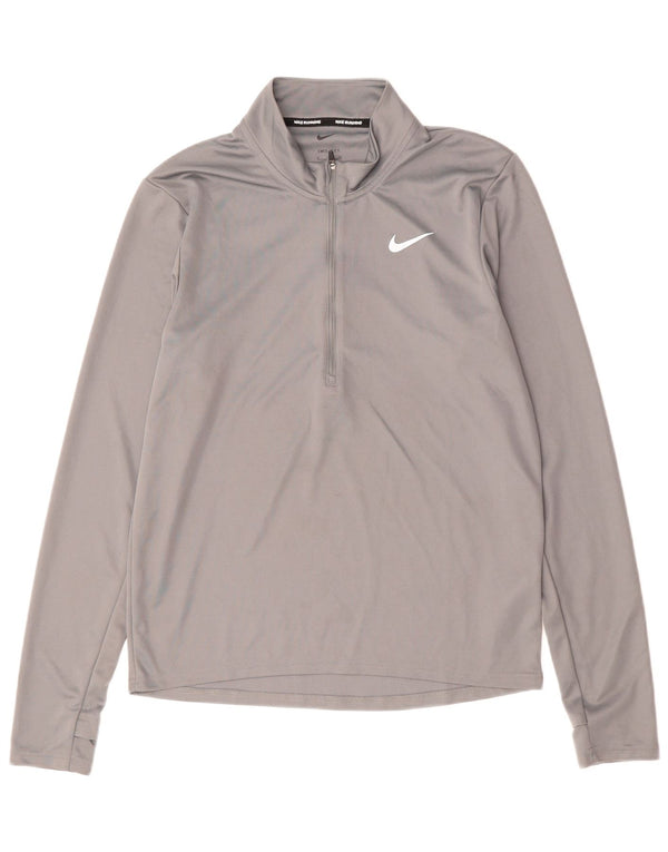 NIKE Top da tuta da uomo Dri Fit con zip e collo in poliestere piccolo grigio