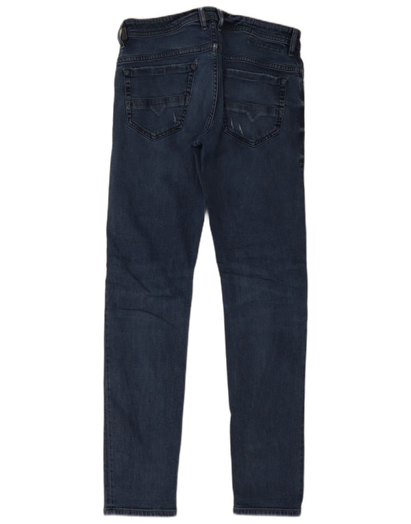 Jeans skinny slim da uomo Diesel Thommer effetto consumato W33 L34 cotone blu navy