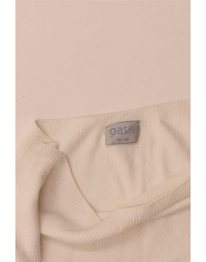 Top corto da donna Oasis in camicetta UK 10 piccolo in viscosa bianca