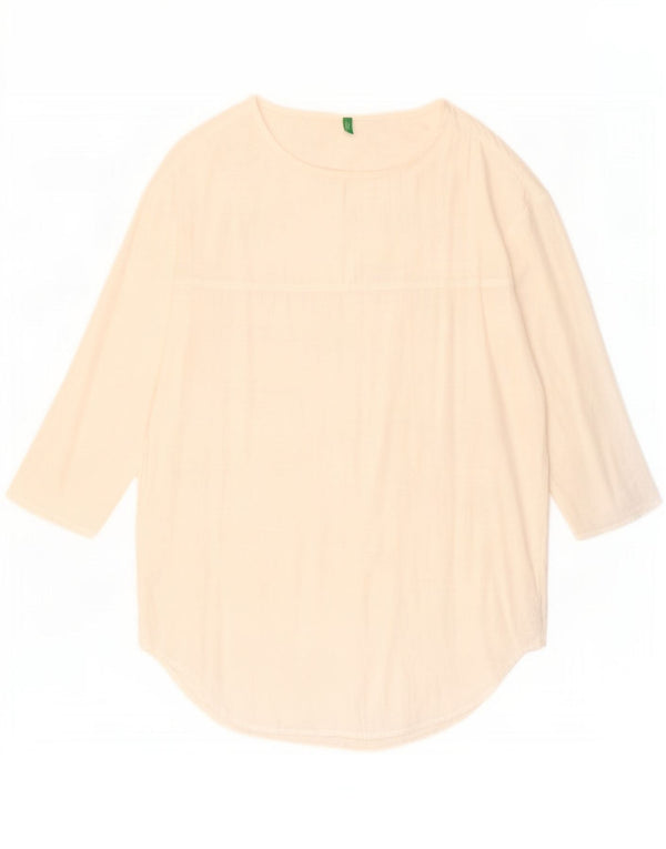 Top tunica manica 3/4 da donna Benetton UK 14 Viscosa bianca media