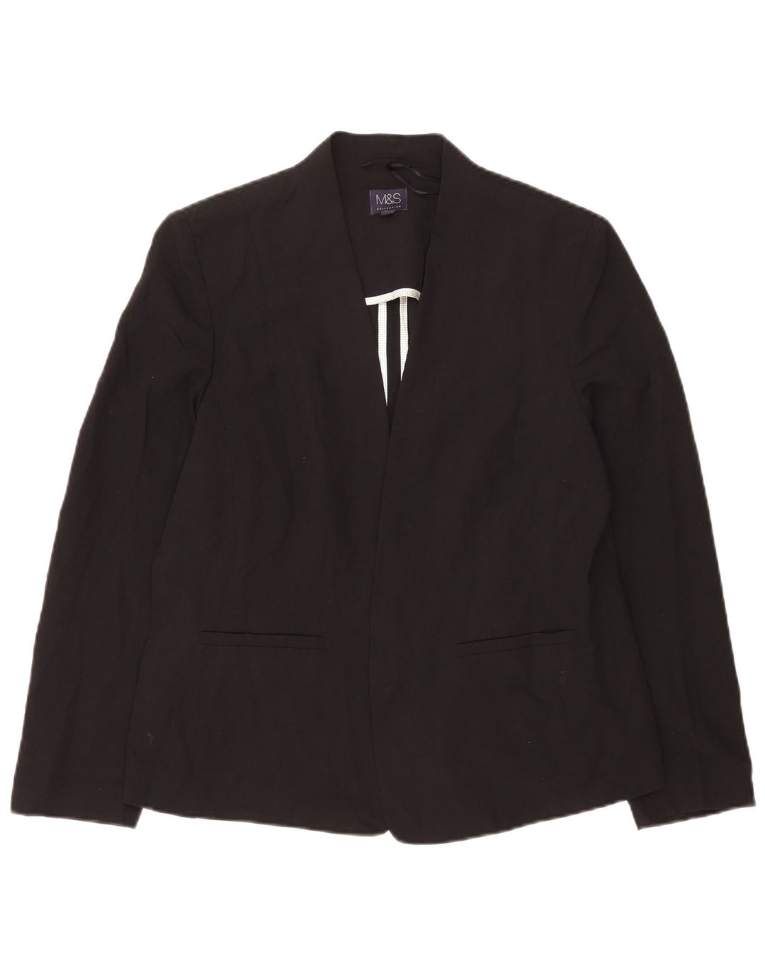 Giacca blazer aperta da donna Marks & Spencer UK 16 grande poliestere nero