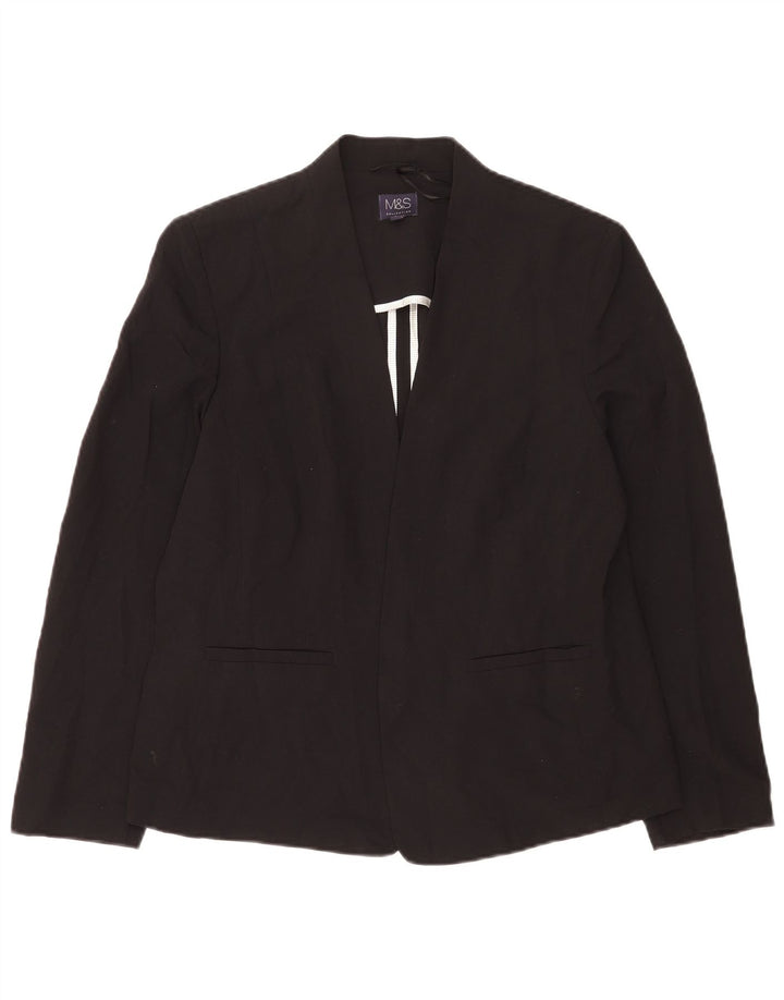 Giacca blazer aperta da donna Marks & Spencer UK 16 grande poliestere nero