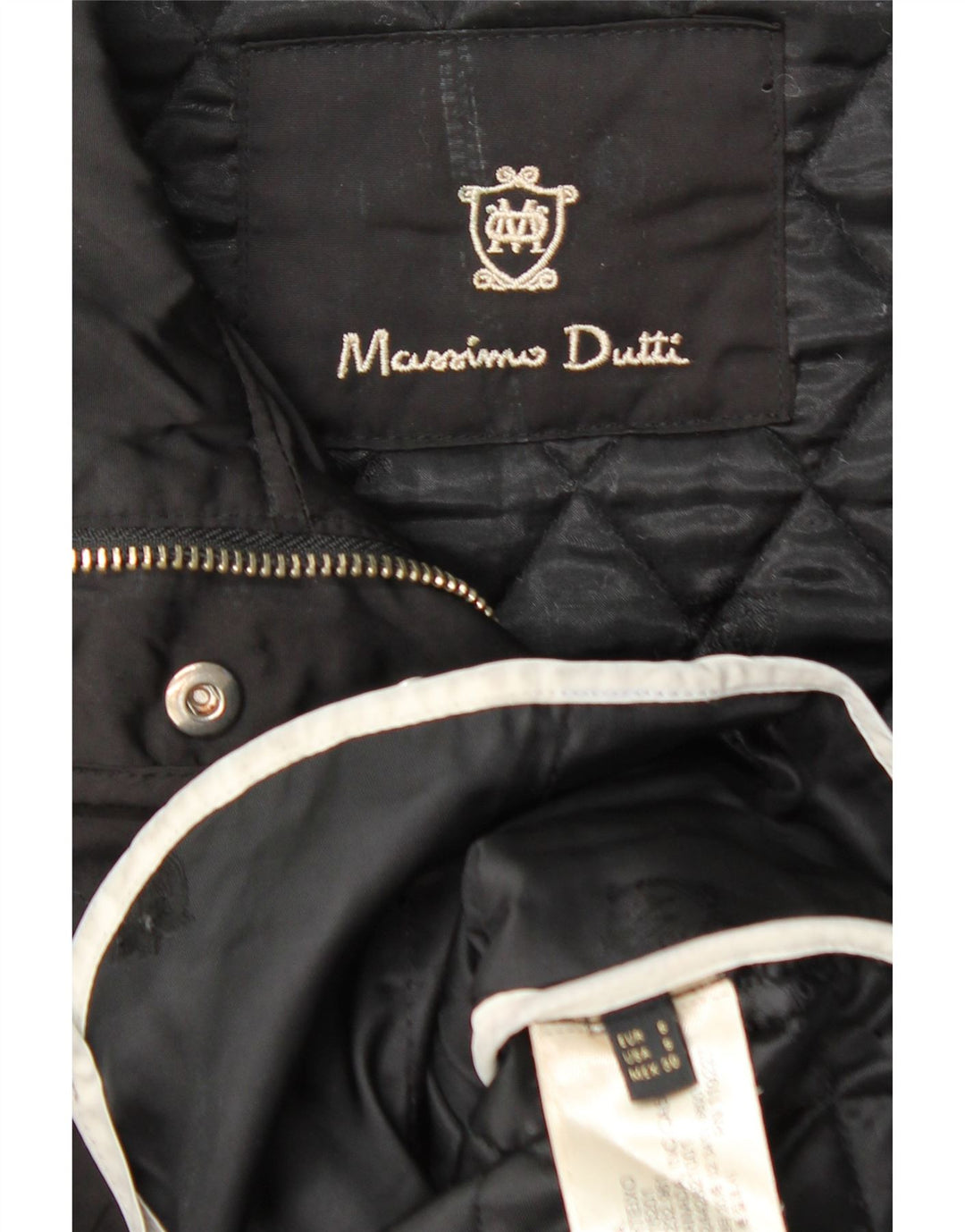 MASSIMO DUTTI Womens Quilted Overcoat UK 10 Small Black Polyester