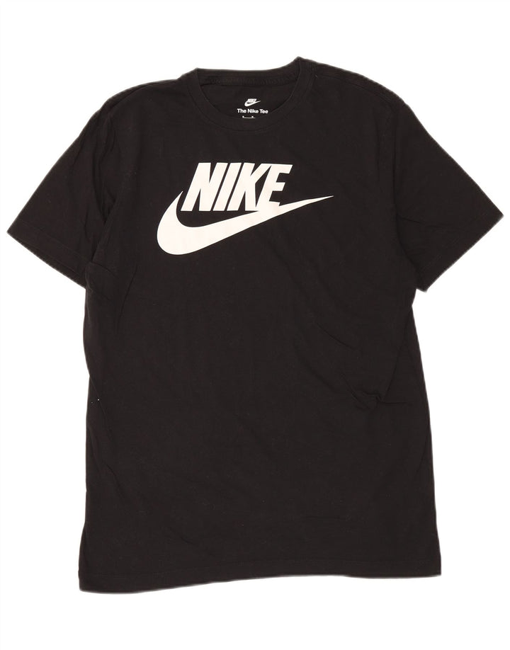 NIKE Mens Graphic T-Shirt Top Medium Black Cotton