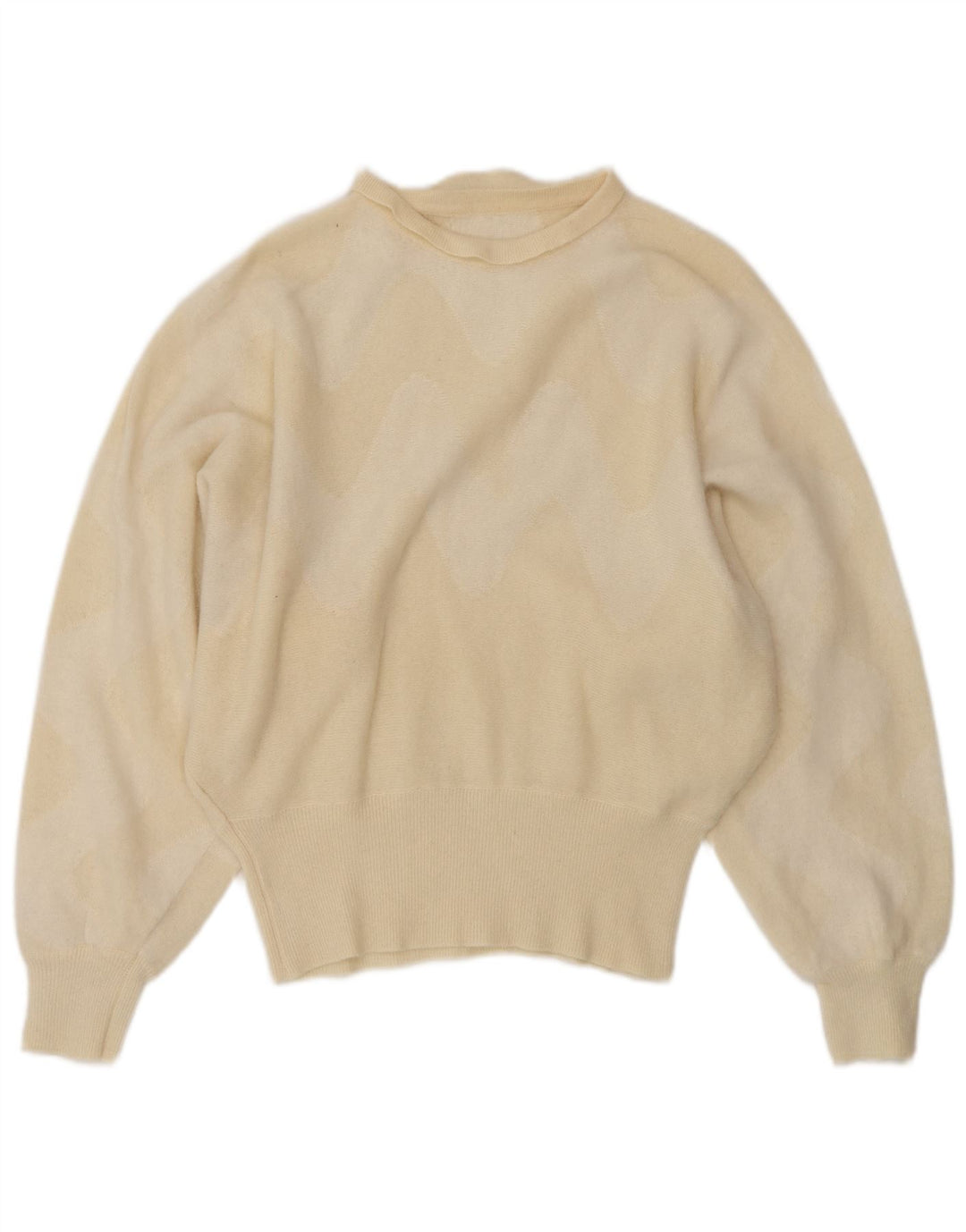 Maglione maglione vintage da donna con scollo a barca UK 14 Beige medio