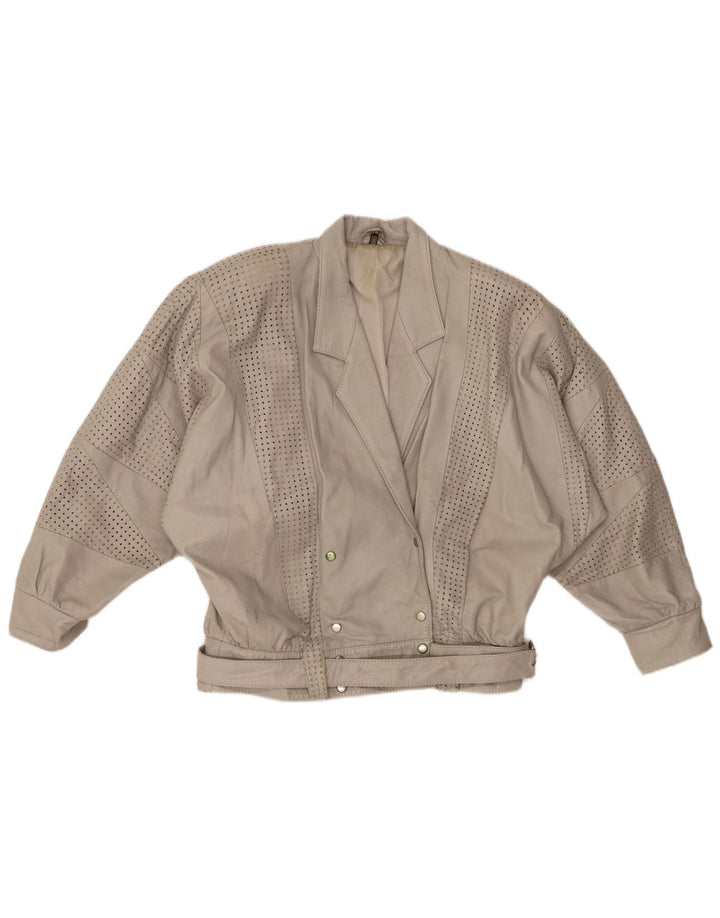 GABRIELLA BENELLI Giacca oversize da donna EU 36 piccola pelle grigia