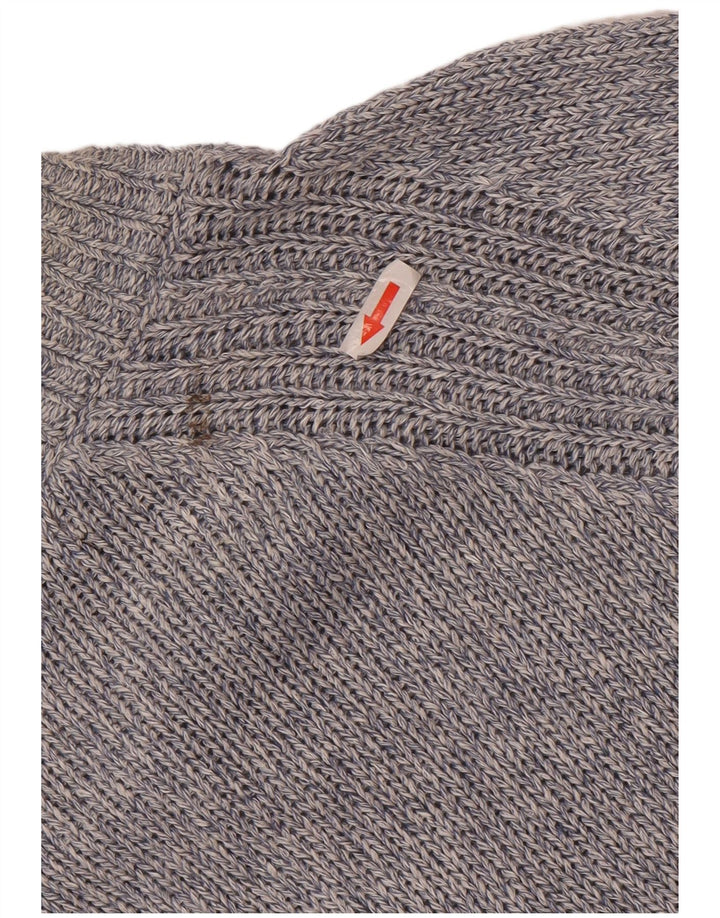 Massimo Dutti Maglione cardigan da uomo in lino chiazzato blu grande