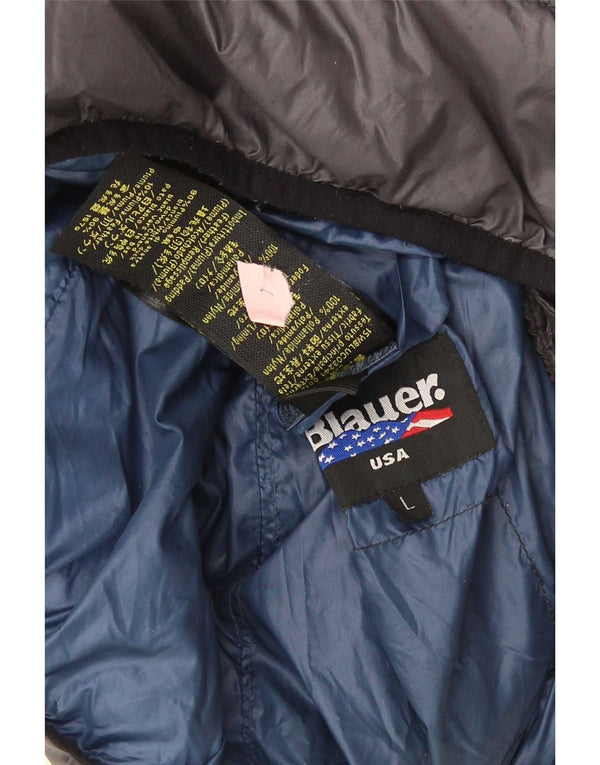 Giacca imbottita con cappuccio Blauer da uomo UK 40 Large in poliammide grigio