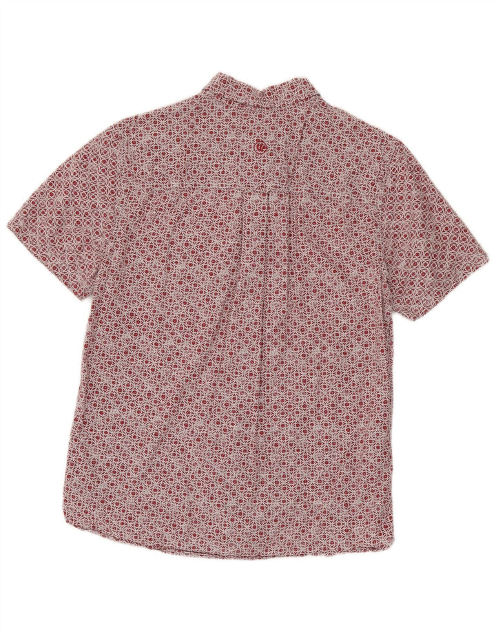 Camicia da uomo a maniche corte, vestibilità regolare, Fat Face, piccola, in cotone geometrico rosso