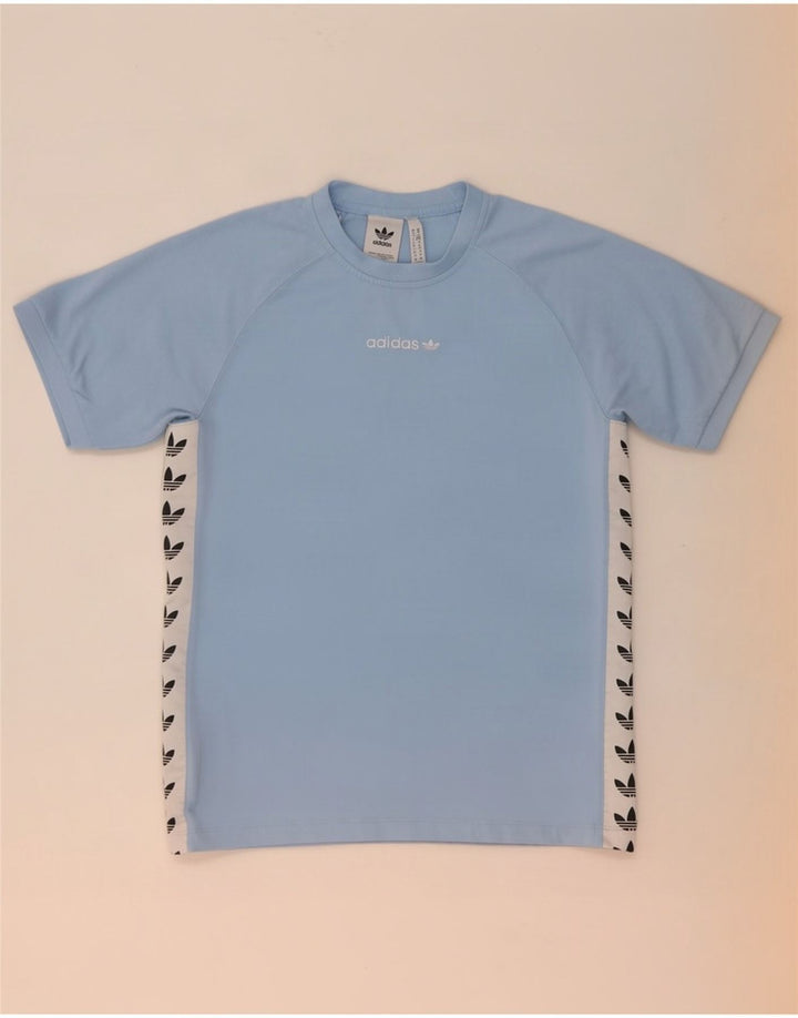 T-shirt grafica da uomo Adidas Top in poliestere color block blu medio