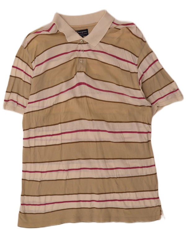 Polo da uomo Champion in cotone a righe larghe beige