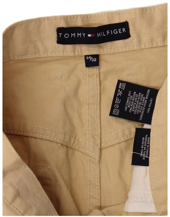 TOMMY HILFIGER Pantaloni casual dritti da uomo W34 L32 Cotone beige