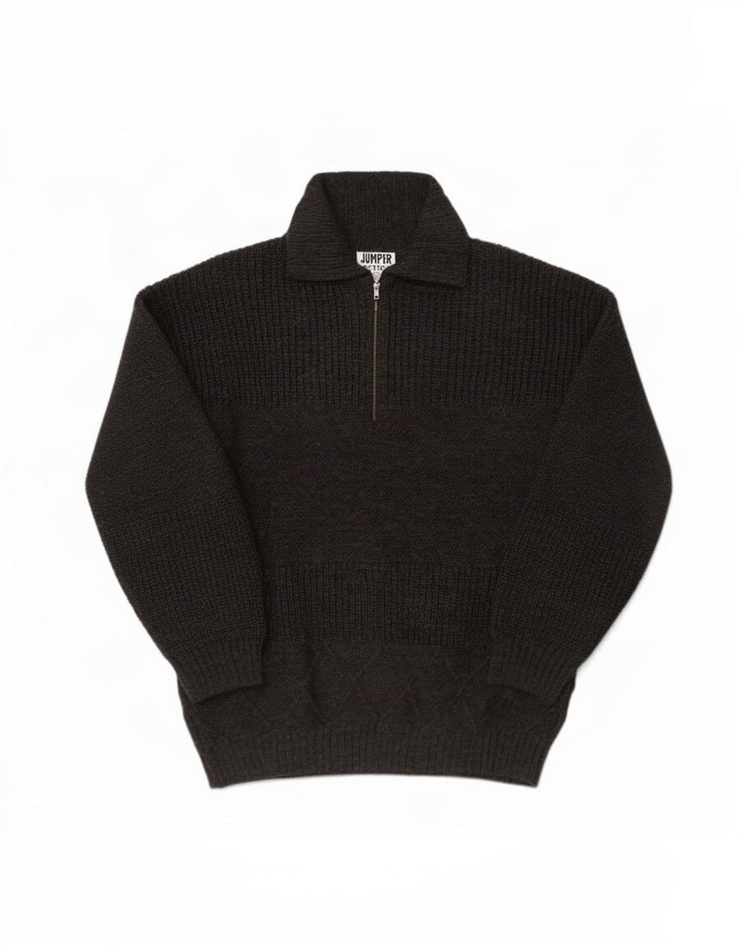 Maglione vintage da uomo con collo alto in lana grigio medio