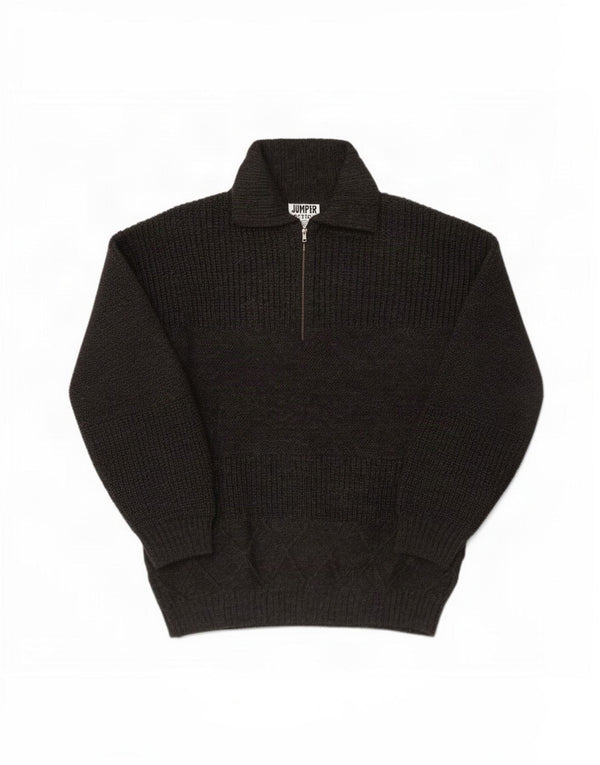 Maglione vintage da uomo con collo alto in lana grigio medio