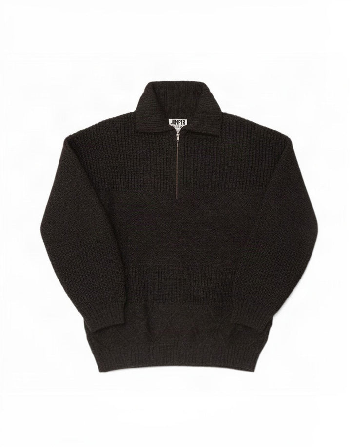 Maglione vintage da uomo con collo alto in lana grigio medio