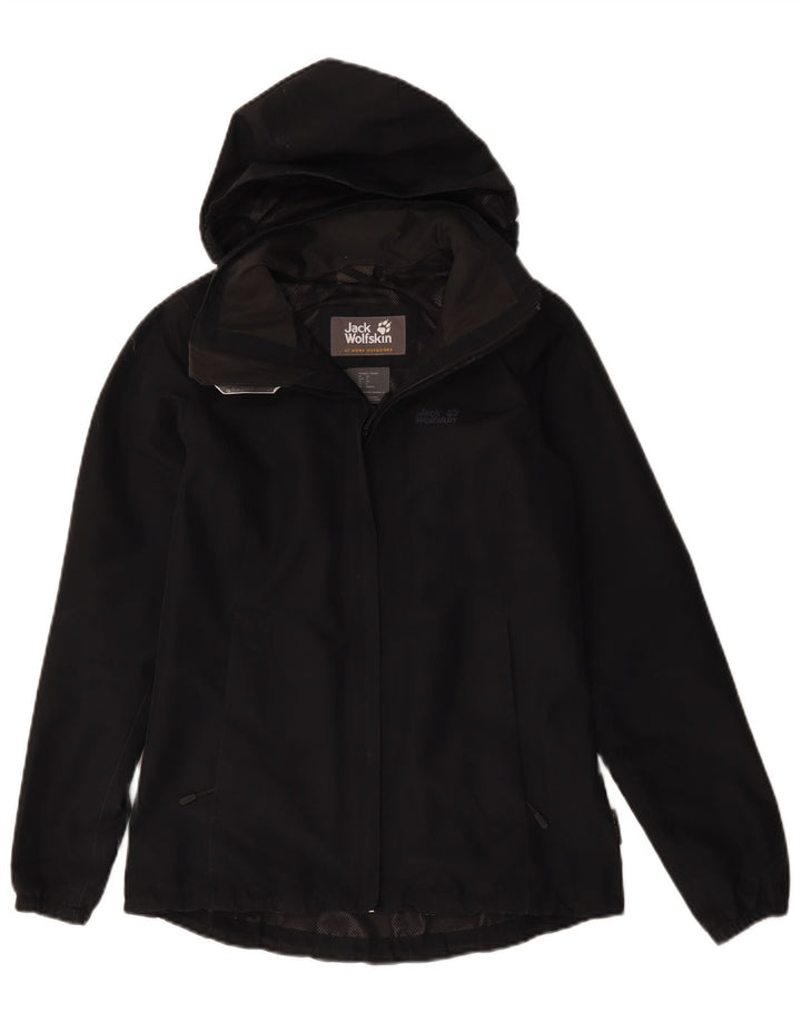 Giacca antipioggia con cappuccio da donna Jack Wolfskin UK 6 XS poliestere nero