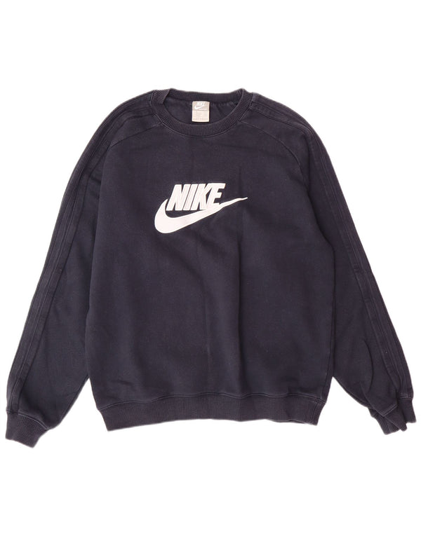 Felpa grafica da uomo NIKE Maglione UK 39/41 Cotone medio blu navy