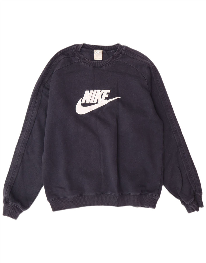 Felpa grafica da uomo NIKE Maglione UK 39/41 Cotone medio blu navy