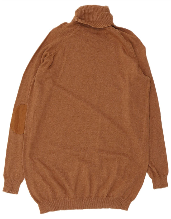 Maglione maglione collo alto da donna Zara UK 12 cotone marrone medio
