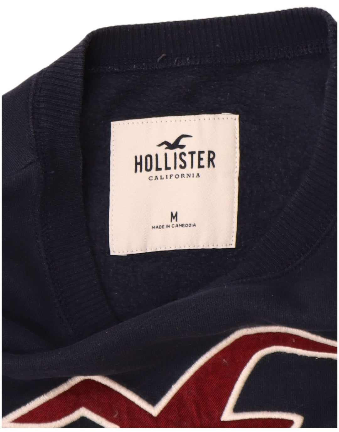 Felpa grafica da uomo Hollister, maglione medio, blu navy, cotone