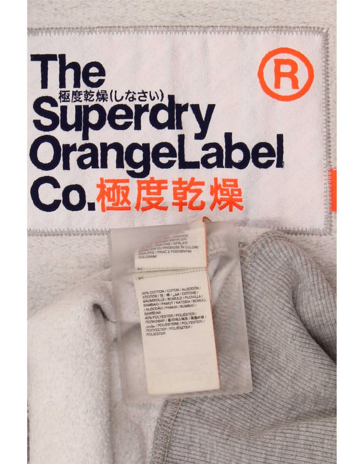 Maglione con cappuccio e zip da uomo Superdry, cotone chiazzato grigio grande