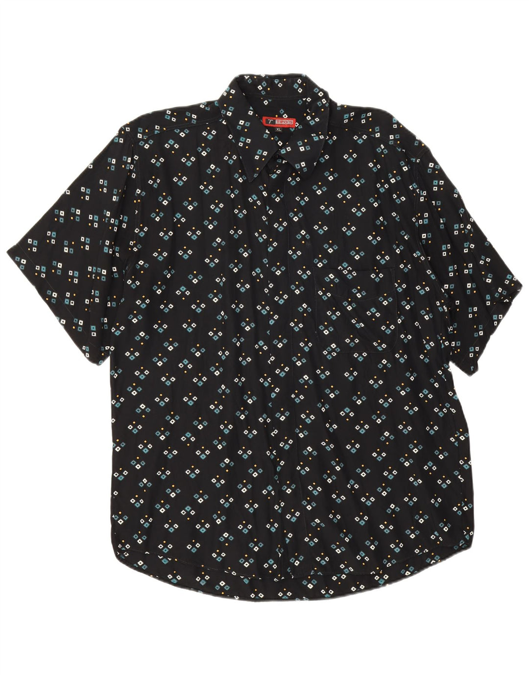 Camicia a maniche corte da uomo Tipo' S XL in viscosa geometrica nera