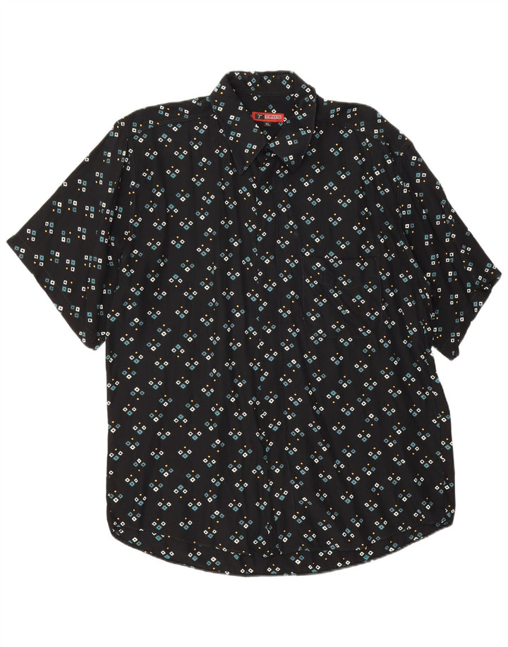 Camicia a maniche corte da uomo Tipo' S XL in viscosa geometrica nera