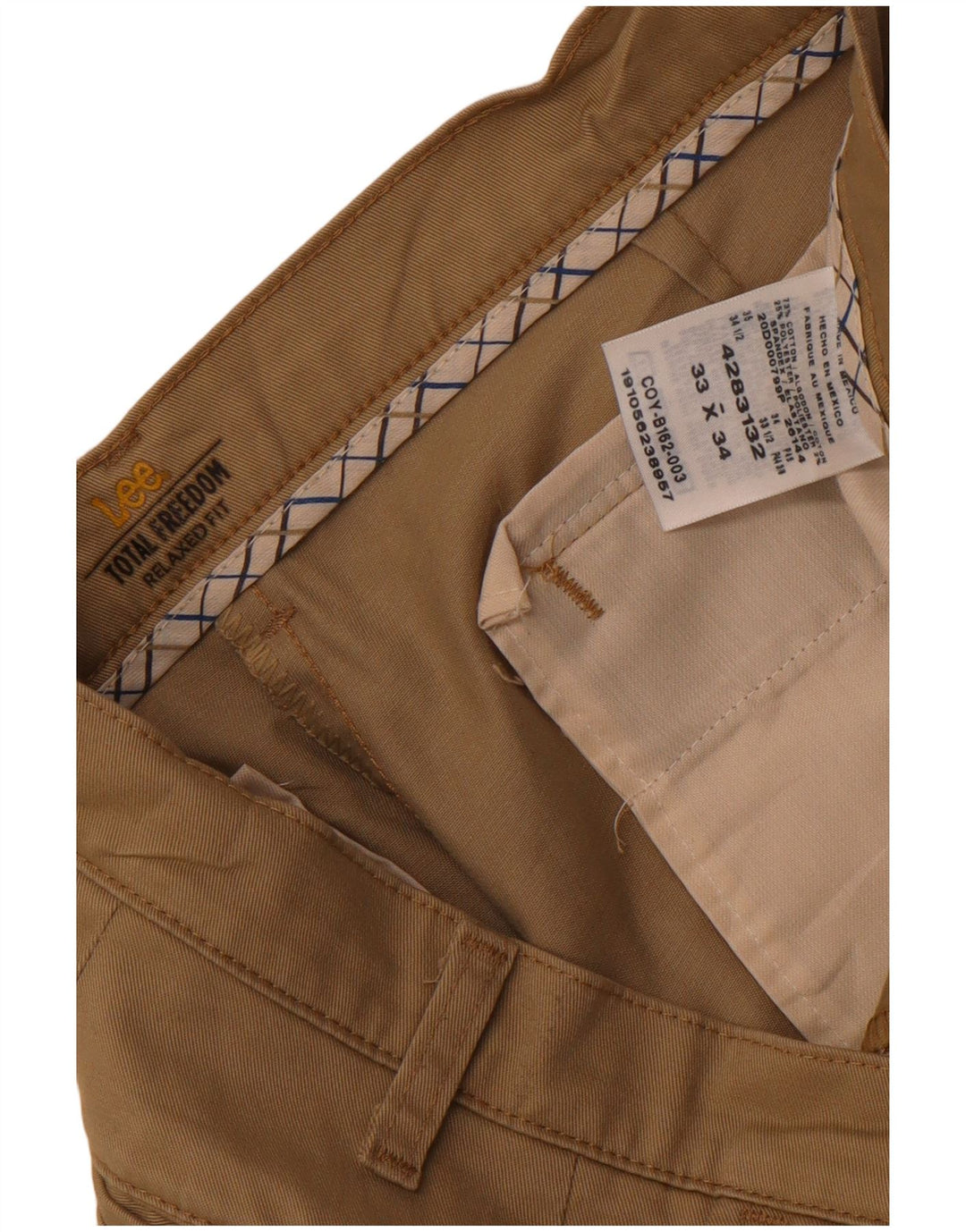 Pantaloni chino da uomo dalla vestibilità comoda Lee W33 L34 in cotone beige