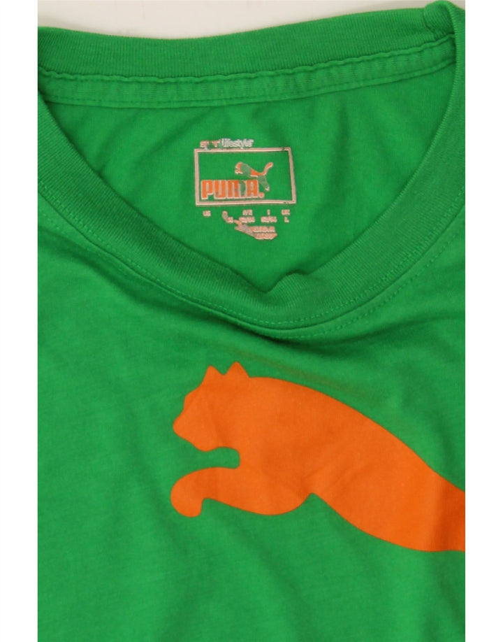 PUMA Mens Graphic T-Shirt Top Large Green Vintage Puma and Second-Hand Puma from Messina Hembry 