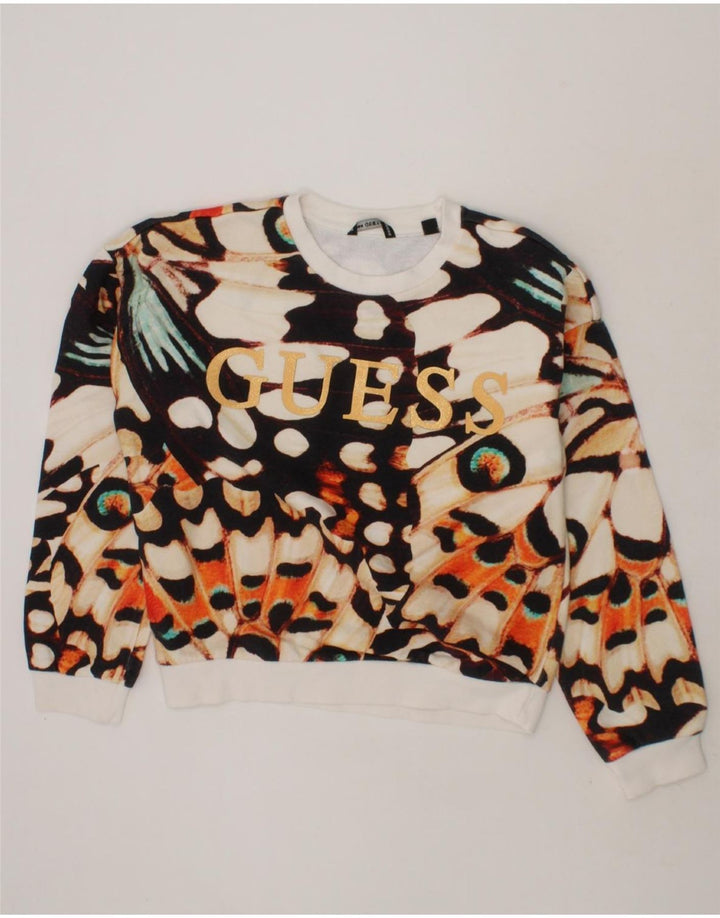 GUESS Girls Graphic Sweatshirt Jumper 7-8 Years Multicoloured Butterfly Vintage Guess and Second-Hand Guess from Messina Hembry 