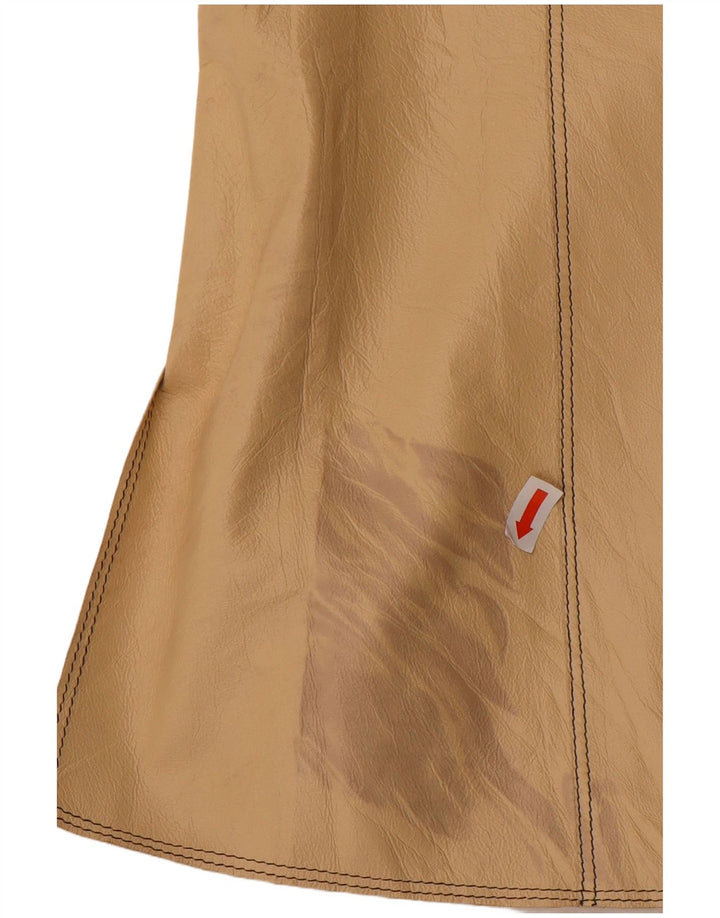 Gilet in pelle da donna vintage IT 44 in pelle beige medio