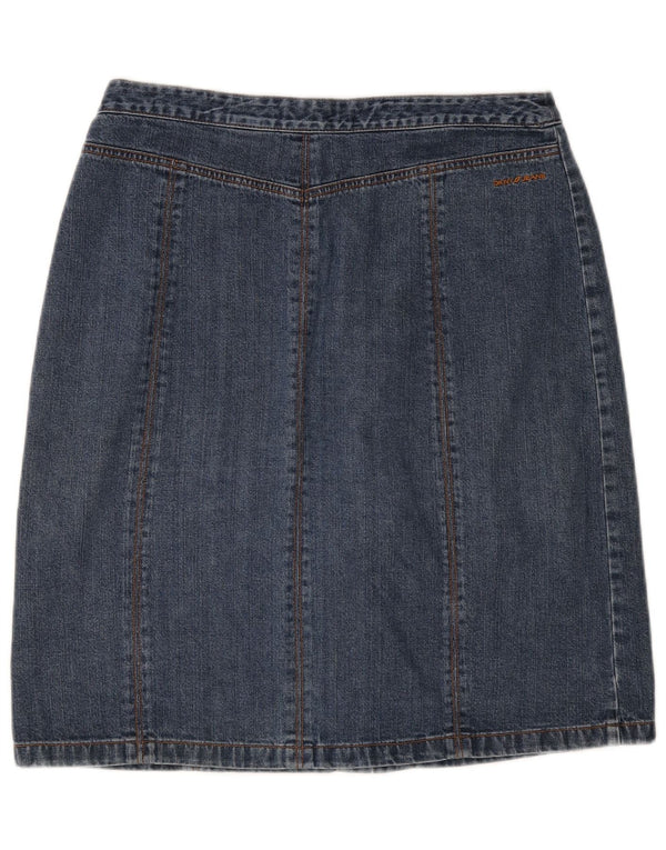 Gonna di jeans a vita alta da donna Dkny US 10 Large W30 in cotone blu